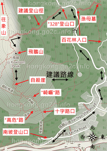 飛鵝山登山路線圖