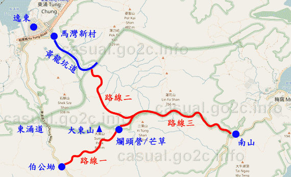 大東山登山路線圖